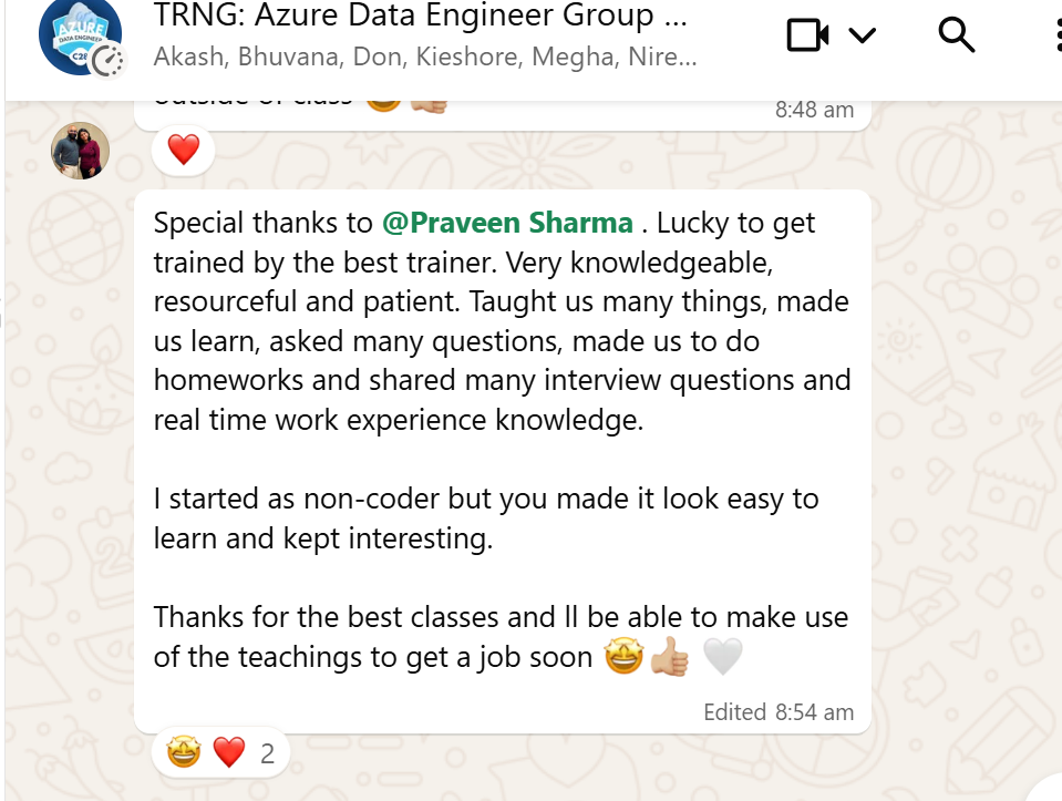 Student feedback from Don