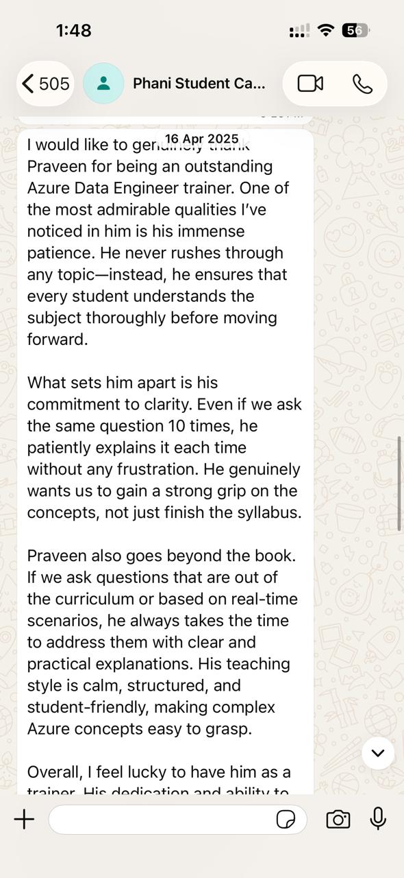 Student feedback from Phani